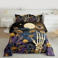 thumbnail image 3 of Feelyou Rustic Mushroom Plant Bedding Comforter Set, Mystic Eyes Skeleton Twin Comforter Sets, Vintage Hippie Bohemian Reversible Bedding Set, Luxury Bedroom Decor, 2pcs, 3 of 9