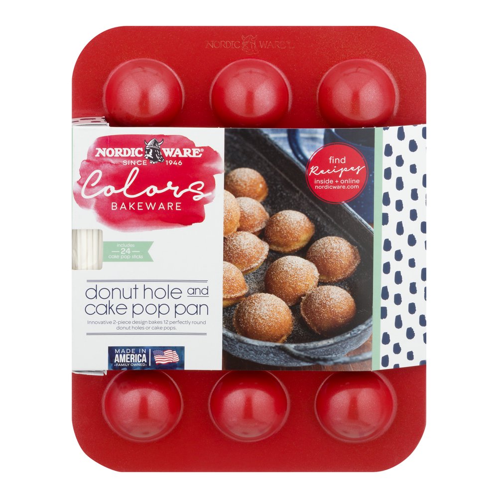 Nordic Ware Bakeware Donut Hole And Cake Pop Pan w/ Sticks, Aluminum