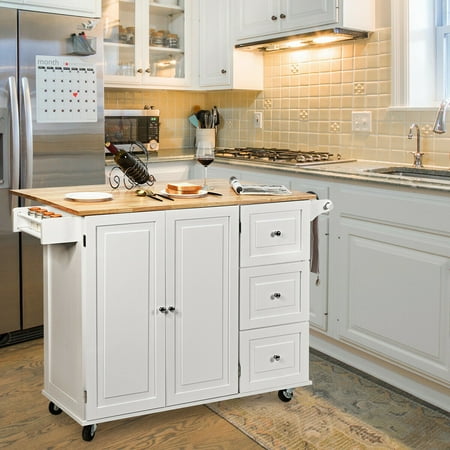 Gymax Drop Leaf Kitchen Island Trolley Cart Wood Storage Cabinet W Spice Rack White Canada Gymax Drop Leaf Kitchen Island Trolley, Kitchen Island Trolley Wooden