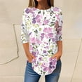 thumbnail image 2 of ZHENHONG Graphic Tees for Women, Women's Printed Fashionable Casual Round Neck and Three Quarter Sleeve Top Going Out Tops, 2 of 6
