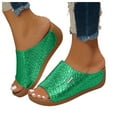 thumbnail image 3 of Mepaouo Leather Wedge Sandals for Women Arch Support Platform Walking Slides Open Toe Summer Slippers, 3 of 5