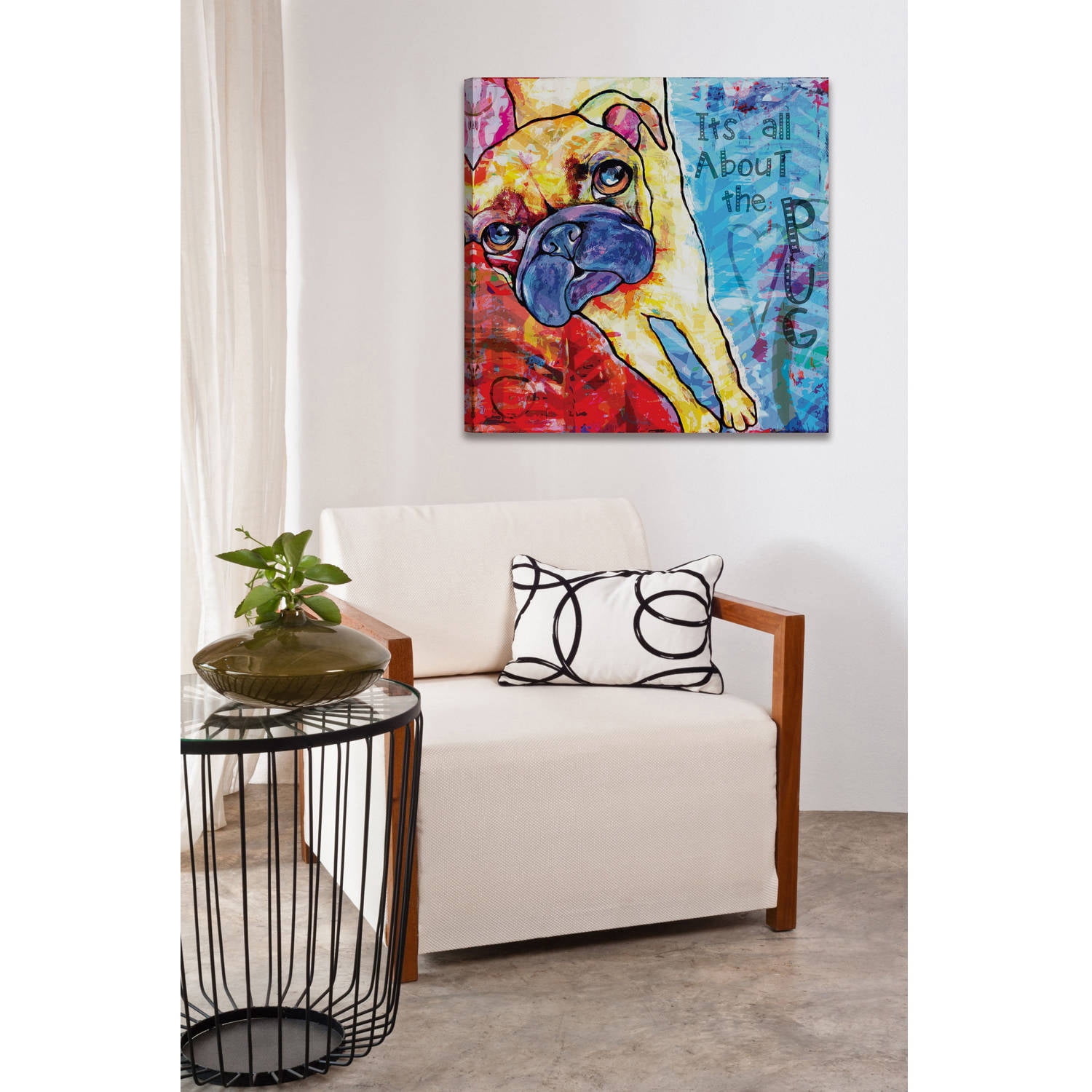 Marmont Hill "Pug II Pop Art" by Stephanie Gerace Painting Print on Wrapped Canvas