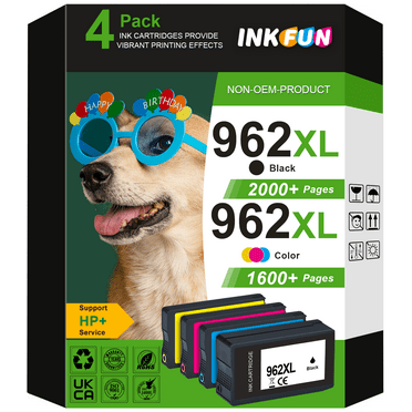 962XL Ink Cartridges Compatible for HP 962 Ink Cartridges for HP Ink 962 for HP 9015e 9018e 9010 Printer (4 Pack, Black Cyan Magenta Yellow)