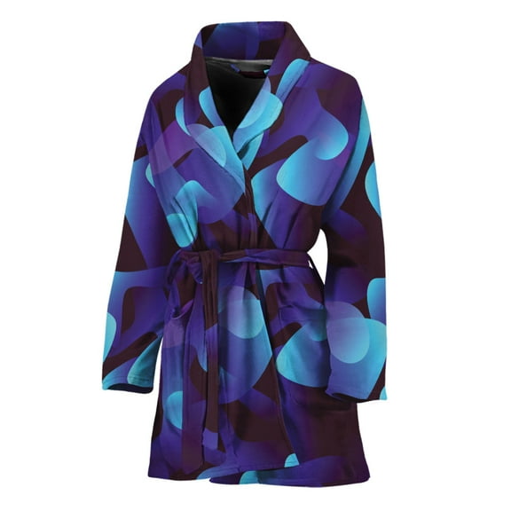 Blue Abstract Spirit Women Bathrobe One Size Univeral Fits, Abstract Fashion Lightweight Plush Fleece Long Robe For Women