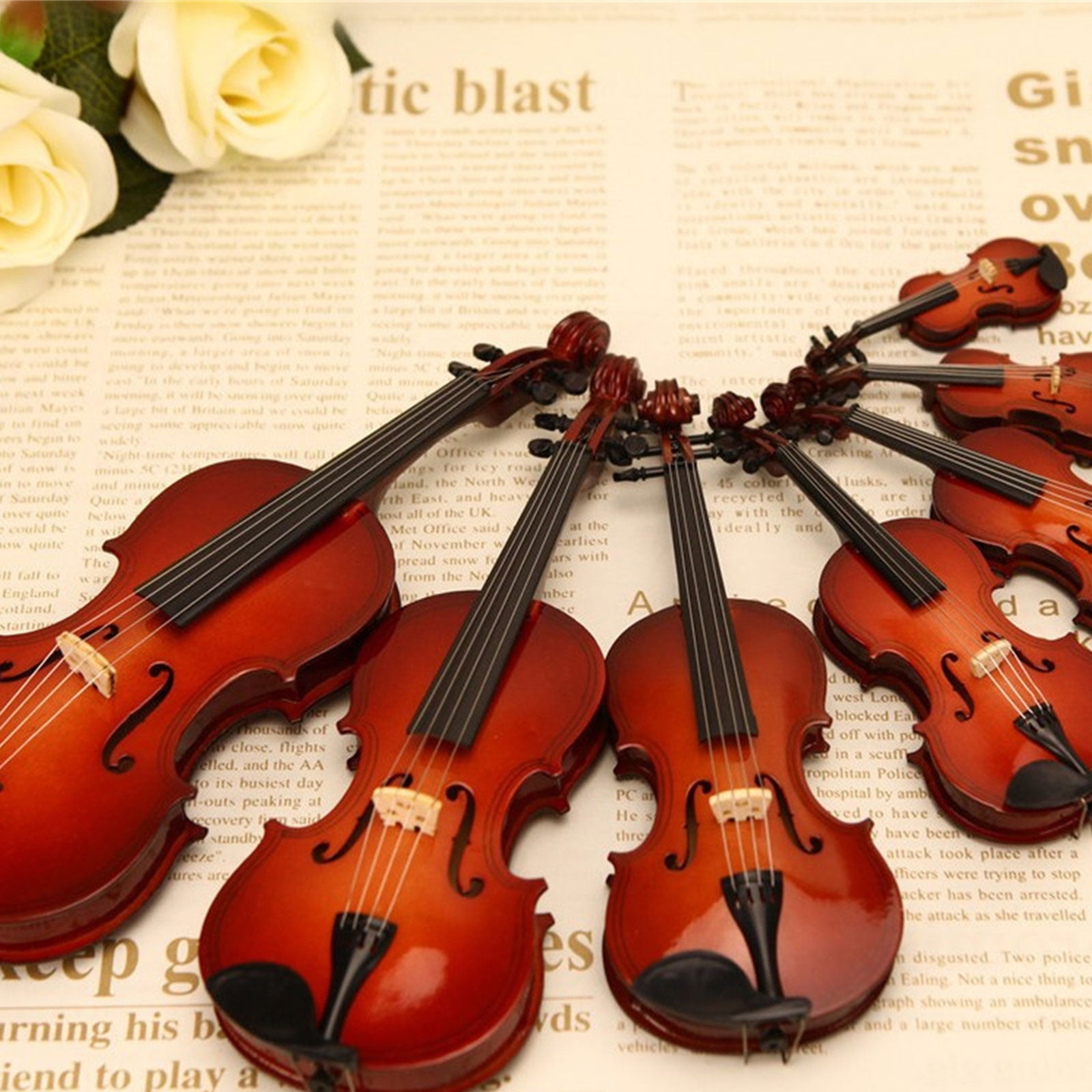 Handcrafted Wooden Violin Model with Stand & Case Accessory, Collectible Music Decor