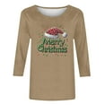 thumbnail image 3 of Womens Christmas Shirts 3/4 Length Sleeve TShirts Casual Christmas Graphic Printed Blouses Crewneck Tunic Tops Loose Pullover Top, 3 of 4