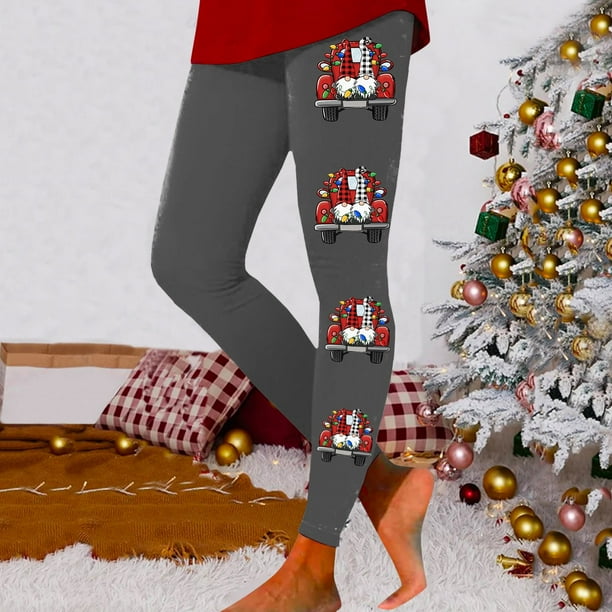 WILLBEST Leggings de Entrenamiento de Cintura Alta Para Mujer, Pantalones de Yoga Suaves y Elásticos Con Estampado Navideño, Diseño de Bloques de Color Para Fitness y Running. Chica
