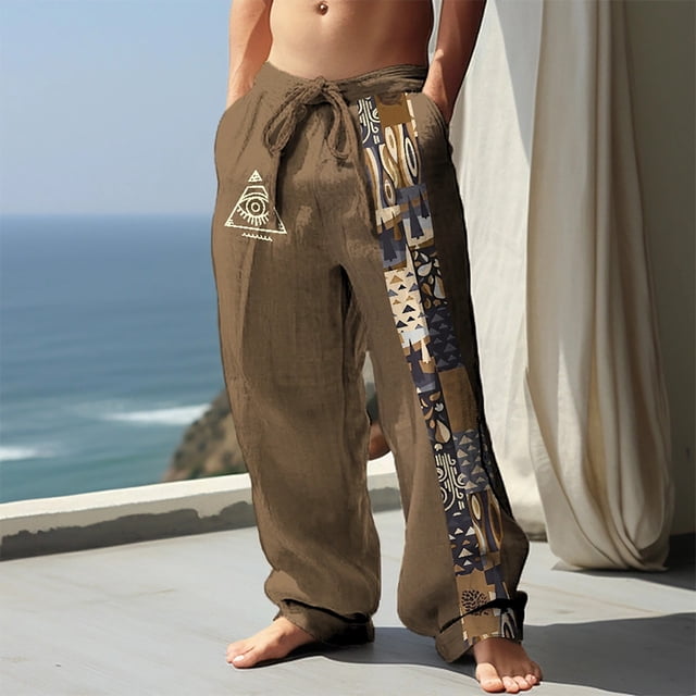 Pantalon Décontracté pour Hommes avec Imprimé et Jambe Droite pour un Confort et un Style Quotidiens dans la Garde-Robe du Week-End