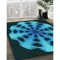 thumbnail image 3 of Ahgly Company Machine Washable Indoor Round Transitional Deep Teal Green Area Rugs, 6' Round, 3 of 7