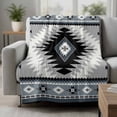 thumbnail image 2 of Haze Blue Boho Blanket Soft Cozy Warm Throw Blanket for Couch, Plush Fuzzy Flannel Fleece Blankets for Sofa, Farmhouse Retro Southwest Aztec Motifs Bed Blankets Lightweight Gifts for Women, 50"x80", 2 of 9