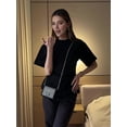 thumbnail image 5 of Womens Batwing Dolman Sleeve Summer Knit Top Ribbed Cinched Waist Black XXL, 5 of 9
