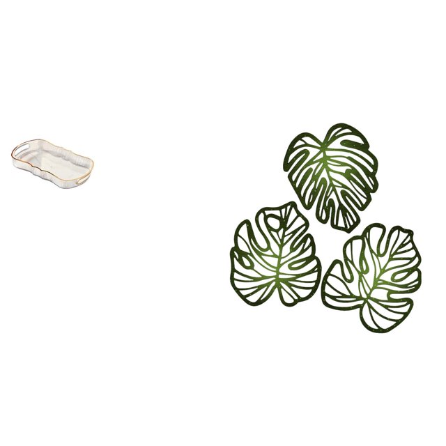 Elegante Juego De Bandejas Para Comida Y Tocador Con Hojas De Palma Para Baño Y Cocina, Organizador Creativo Tropical De Almacenamiento Y Decoración Para Desayuno Y Frutas.