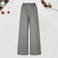 thumbnail image 4 of Arlun Womens Wide Leg Flowy Drawstring Palazzo Linen Pants Summer Beach Casual Elastic High Waisted Loose Trousers Soft Lightweight Breathable Leisure Pant Grey XXL, 4 of 5