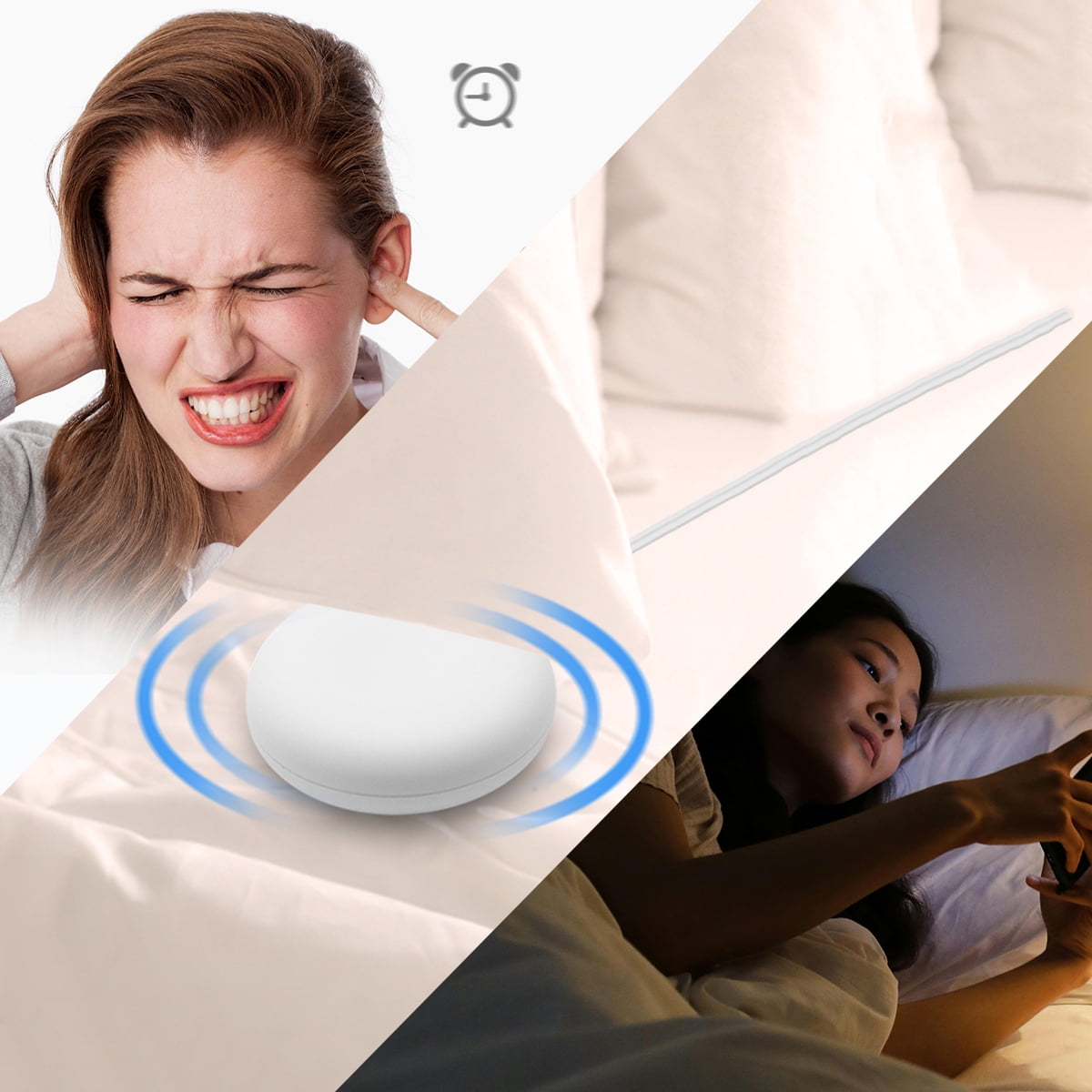 ITIGOITIE Extra Loud Vibrating Alarm Clock,Adjustable Volume,Dimmer,Large LED Digital with RGB Night Light for Bedrooms,Kids,Teens(White)