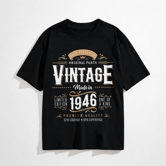 Vintage 1946 Label 80th Birthday Graphic T-Shirt For Men And Women