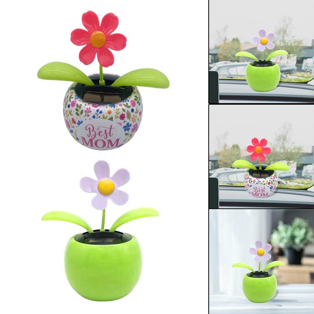 2 piezas solare , juguetes interactivos para ño juguetes de , flores para el salpicadero del coche, Púrpura Verde Baoblaze salpicadero figuras para coche