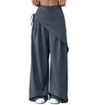 thumbnail image 3 of Women Wide Leg Baggy Flowy High Waisted Pants Loose Fit Casual Cozy Cute Y2k Trousers Gray XL, 3 of 9