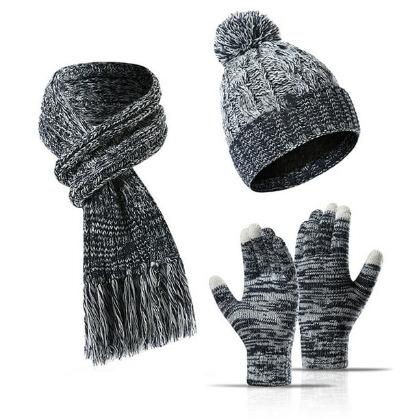 Toystoory Conjunto de guantes y bufanda para mujer, accesorios de ropa, sombreros de punto elegantes para exteriores, accesorio de ropa de punto Negro