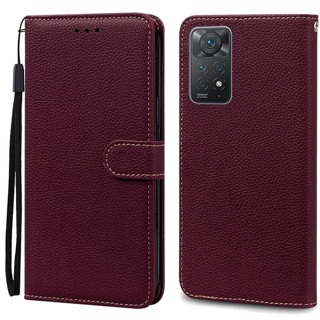 Note 11 Case For Xiaomi Redmi Note 11 11S Case Leather Wallet Flip Case For Redmi Note 11 Pro Phone Cases Note 11S Cover Fundas Wine Red Note 11S