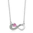 thumbnail image 3 of Gem Stone King 925 Silver Pink Moissanite Infinity Ring Pendant Jewelry Set for Women (0.75 Cttw, Gemstone Birthstone, Heart 4MM, with 18 inch Silver Chain), 3 of 5
