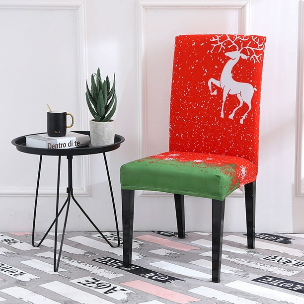 SHAR 4 Pieces Elastic Christmas Chair Slipcover Soft and Smooth Nest Shaped Slipcover Suitable for Family Banquet B