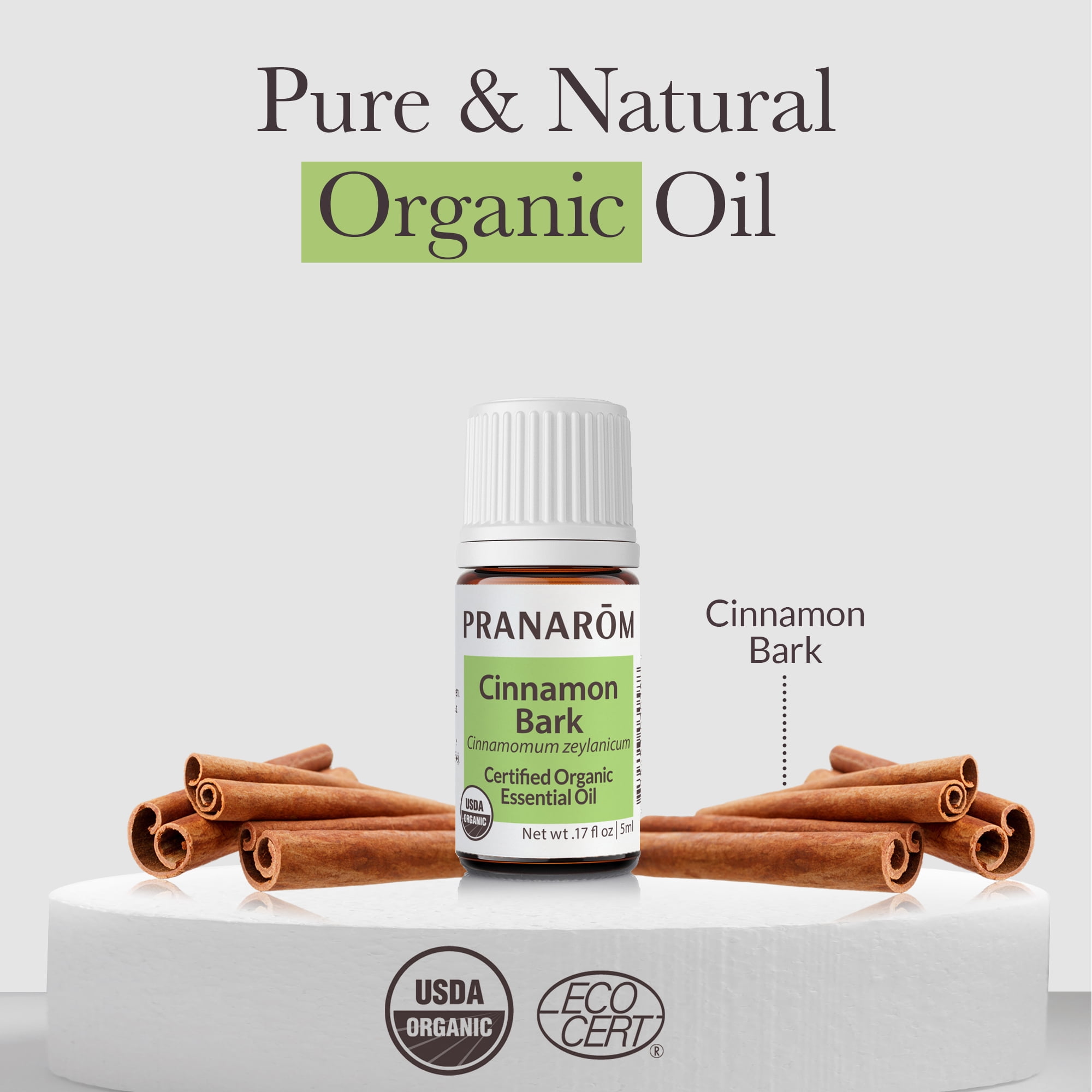 Pranarom - Cinnamon Bark Oil (5ml) - 100% Pure Natural Therapeutic Grade Essential Oil for Skincare and Wellness | USDA and ECOCERT Certified Organic
