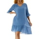 thumbnail image 5 of SAYOO Vestido de Mujer, Cuello en V, Sólido, con Volantes, Suelto, de Verano, Casual, Vestido de Playa SAYOO Sexy, 5 of 9