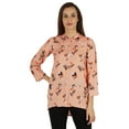 thumbnail image 1 of Bimba Button Down Tunic Casual Printed 3/4th Sleeves Loose Fit Rayon Tunic Long Shirt Top For Women, 1 of 7