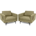 thumbnail image 1 of Costway Ensemble de 2 Fauteuil d'Appoint en Tissu Canapé Simple avec Poche de Rangement Latérale Vert, 1 of 8