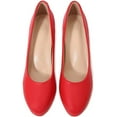 thumbnail image 5 of DADAWEN Women's Pumps Mid Heels Round Toe Minimal Platform High heels Bridal Wedding Party Prom Dress Shoes Red 7US, 5 of 6