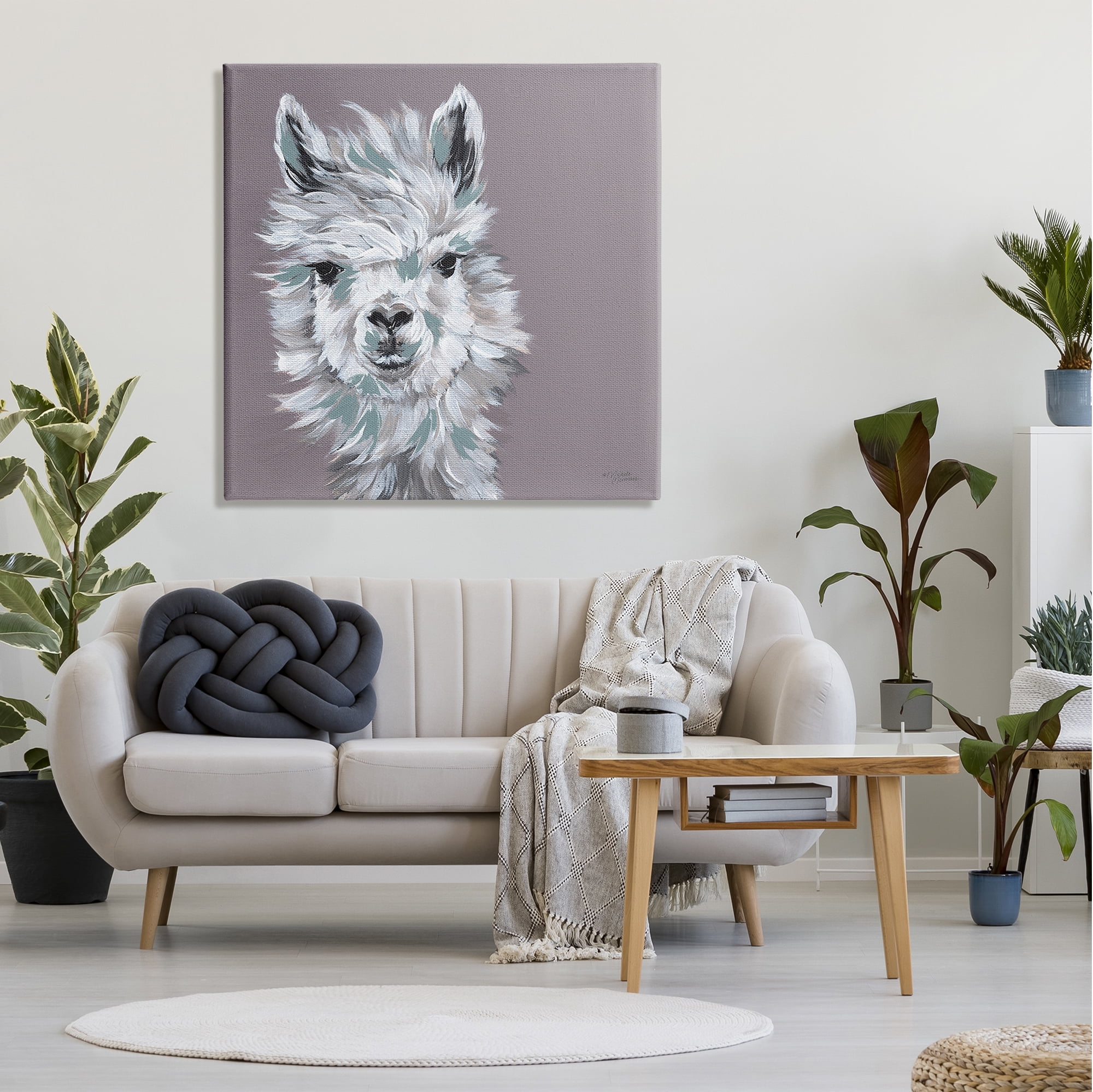 Stupell Industries Adventurous Llama Breezy White Haired Alpaca Wise Glance,36 x 36, Design by Michele Norman