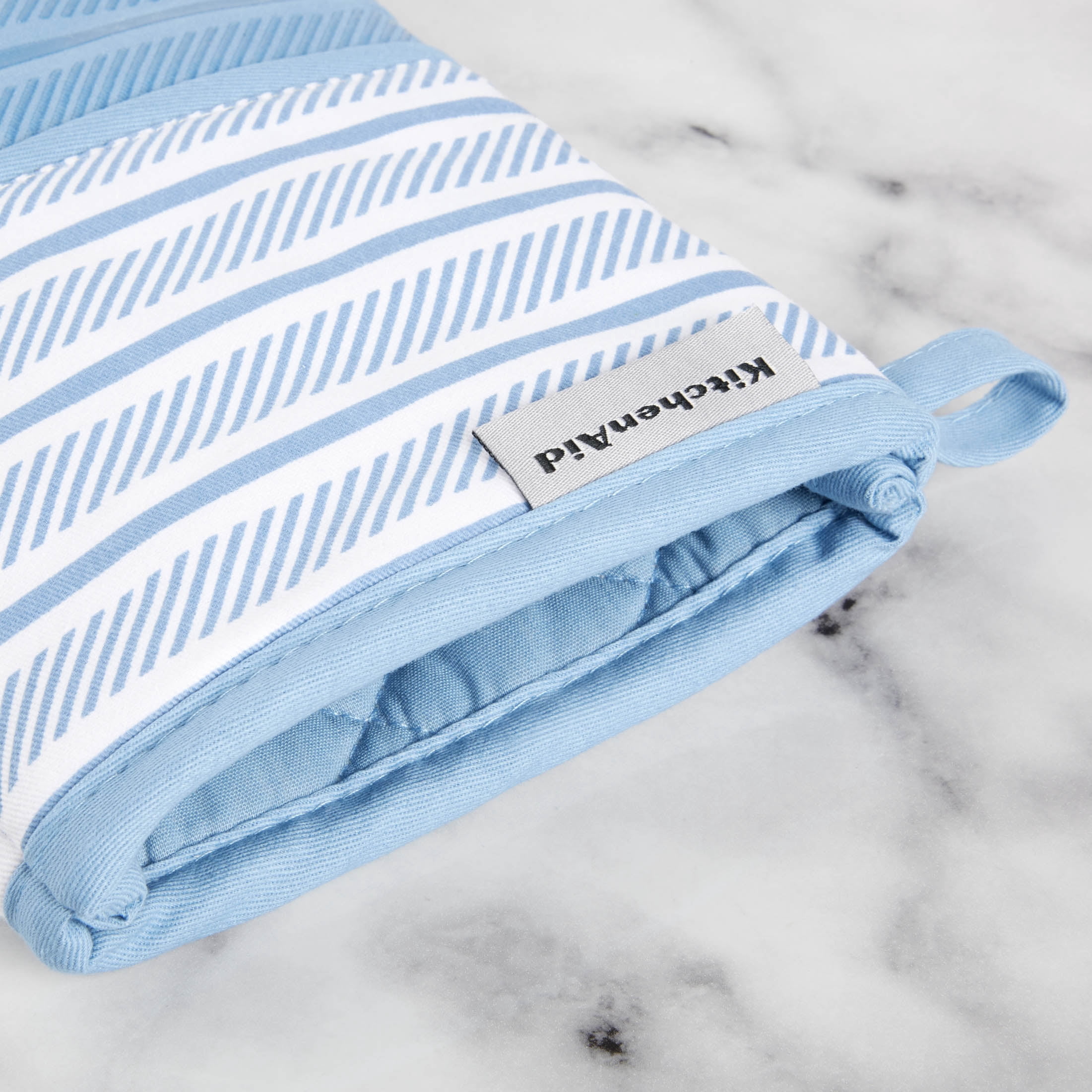 KitchenAid Albany Oven Mitt 2-Pack Set, Blue Velvet, 7"x13"