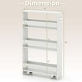 thumbnail image 3 of Costway 4-Tier Slim Storage Cart with Open Shelves Rolling Kitchen Cart on Wheels Narrow White, 3 of 10
