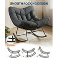 thumbnail image 6 of Papasan Rocking Chair, Outdoor Patio Rocking Chairs with Thick Cushion and Removable Side Pockets, Oversized Rocker Egg Chair for Bedroom, Porch, Garden (Gray, 43.3"D x 36.22"W x 24.8"H), 6 of 6