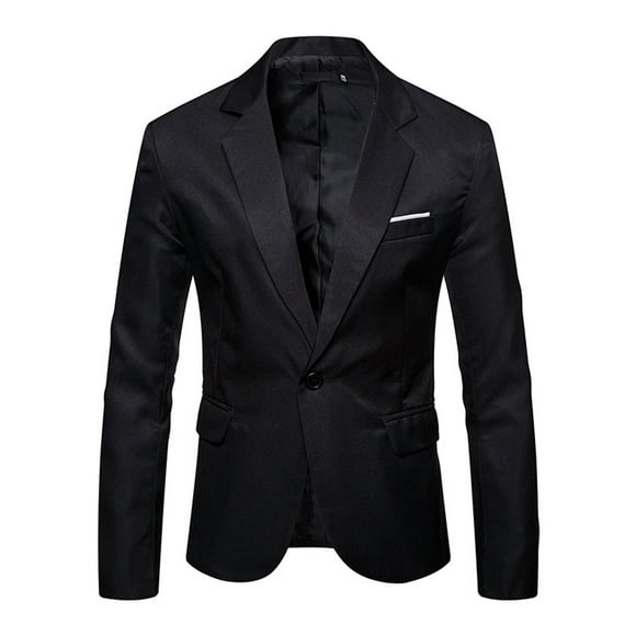 Avamo Mens Suit Jackets Long Sleeve Business Jacket One Button Blazer Open Front Blazers Office Outwear Black XS