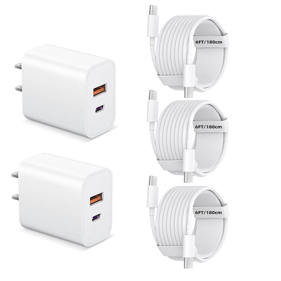 USB C Charger for i.Phone 16 Charger Fast Charging, Dual Port PD Power Adapter Wall Charger Block with 3Pack 6Ft USB C to USB C Cable for Phone 16/16 Pro/16 Pro Max/16 Plus/15 Pro/15 Pro Max/15 Plus