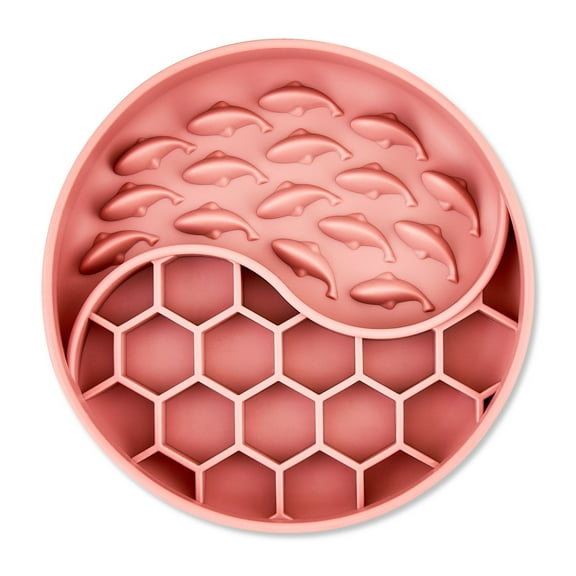 Vibrant Life Silicone Slow Feeder Bowl for Pets, Rose Fish