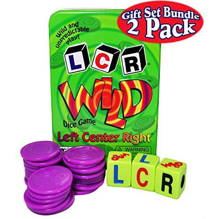 LCR Dice Game Set in Blue & Green Tin - Fast-Paced Playing 