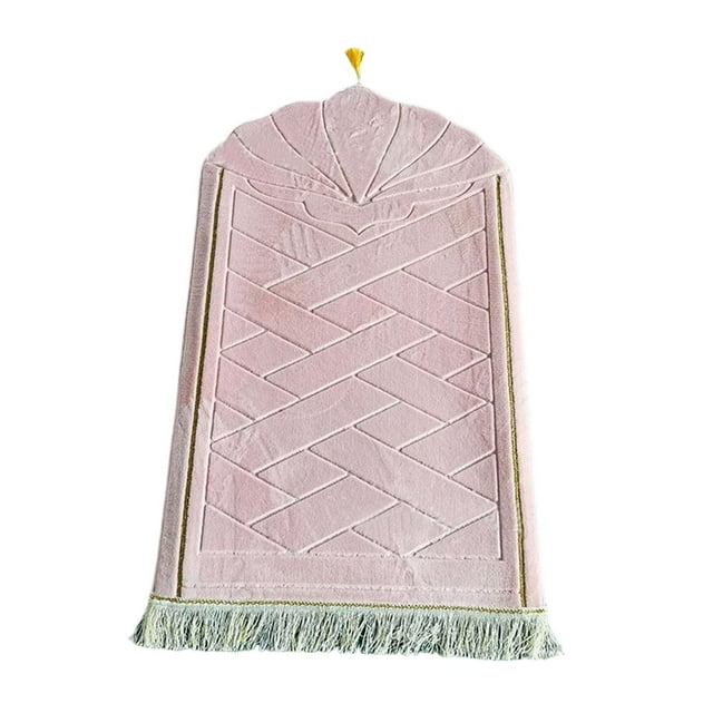 Tapis de Prière Portable Tapis de Sol 65Cmx110cm Couverture Tapis de Zone Pliable Prière Rose