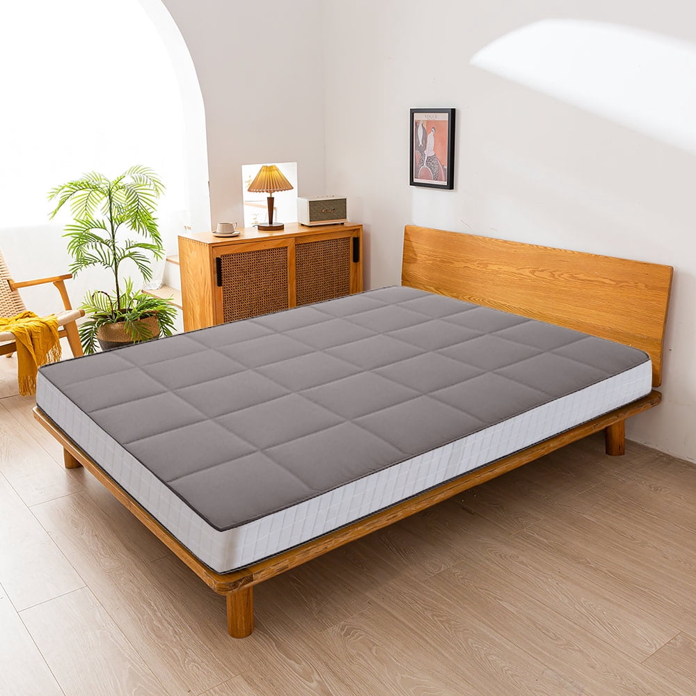 GOODONE 6" Thick Futon Mattress,Padded Japanese Floor Mattress Quilted Bed Mattress Topper,Extra Thick Folding Sleeping Pad,DGrey,Queen Size