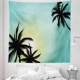 thumbnail image 1 of Modern Tapestry, Hawaiian Miami Beach Island Palm Trees Sun Like Clear Skies Art Print Image, Fabric Wall Hanging Decor for Bedroom Living Room Dorm, 5 Sizes, Seafoam Black, by Ambesonne, 1 of 1