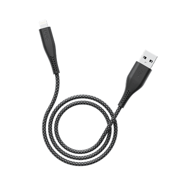onn 3ft Lightning to USB-A braided charging cable, MFI certified, Black