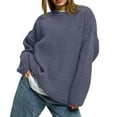 thumbnail image 2 of Women's Solid Color Loose Casual Long Sleeved Knitted Sweater Top Sweater for Fall Winter Minimalist Wardrobe,Light Gray,XL, 2 of 6