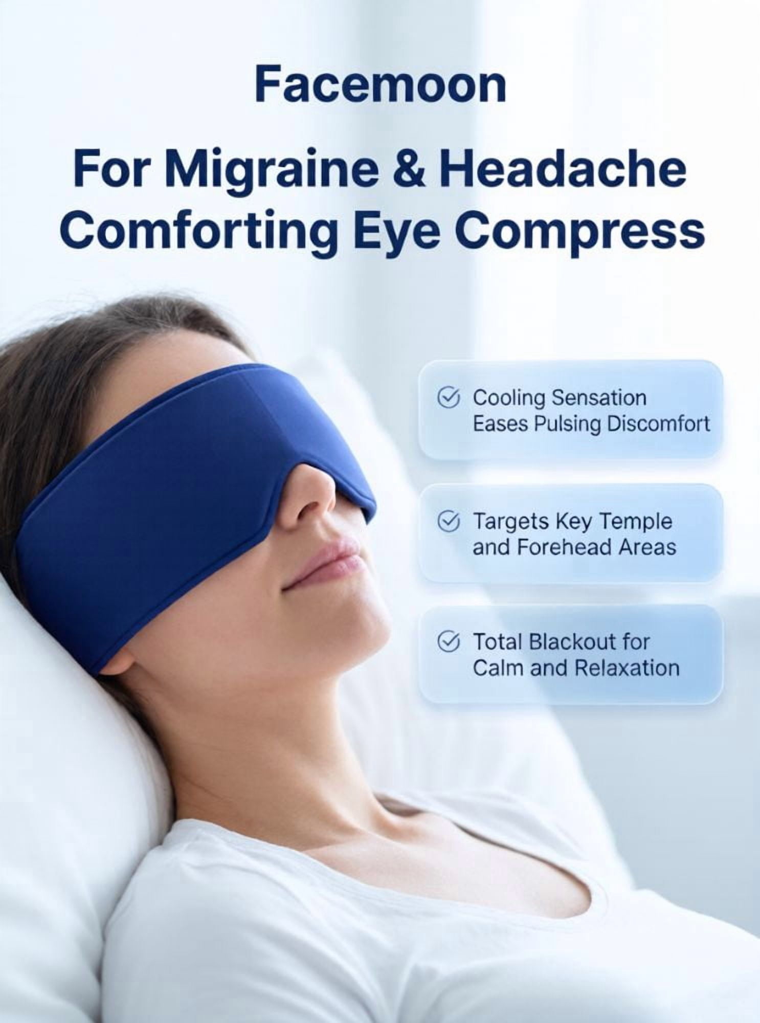 FACEMOON Adults Ice Soft Weighted Gel Cooling Comfort Eye Mask for Tired Eyes, Puffy Eyes, Dark Circles, Sleep Support with Storage Bag, Blue