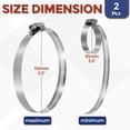 thumbnail image 2 of Uxcell 2Pcs Stainless Steel Hose Clamps, Adjustable 3.6" to 4.5" (91-114mm) Heavy Duty Worm Gear Hose Clamp Assortment Kit, Metal Fuel Line Clamping for Radiator, Dryer Vent, 2 of 7