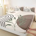 thumbnail image 3 of Homewish Geometric Stripes Circle 4 Pieces Queen Sheet Sets for Female Men Teens,Vintage Aesthetic Ultra Soft Flat Sheet,Botanical Plants Leaves Queen Fitted Sheet,Breathable Home Decor, 3 of 7