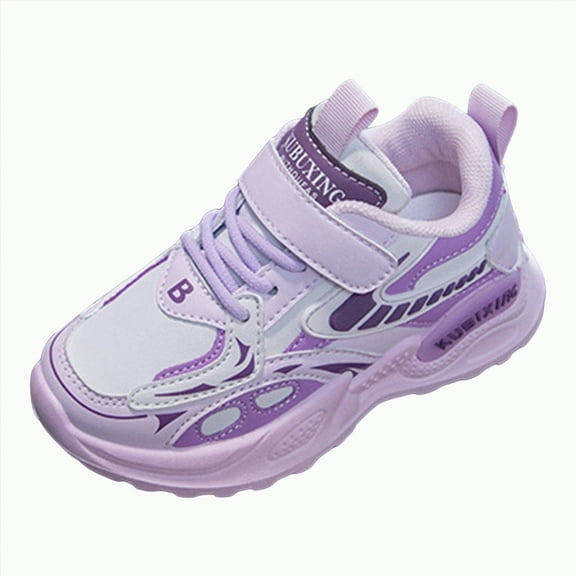 Hessimy Autumn And Winter New Leather Rubber Sole Non Slip Children'S Casual Sports Shoes (Purple,2.5)