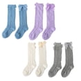 thumbnail image 1 of Calcetines para niñas pequeñas de 1 a 8 años, calcetines finos de malla con lazo de Color sólido para primavera y verano, 4 pares, 1 of 5
