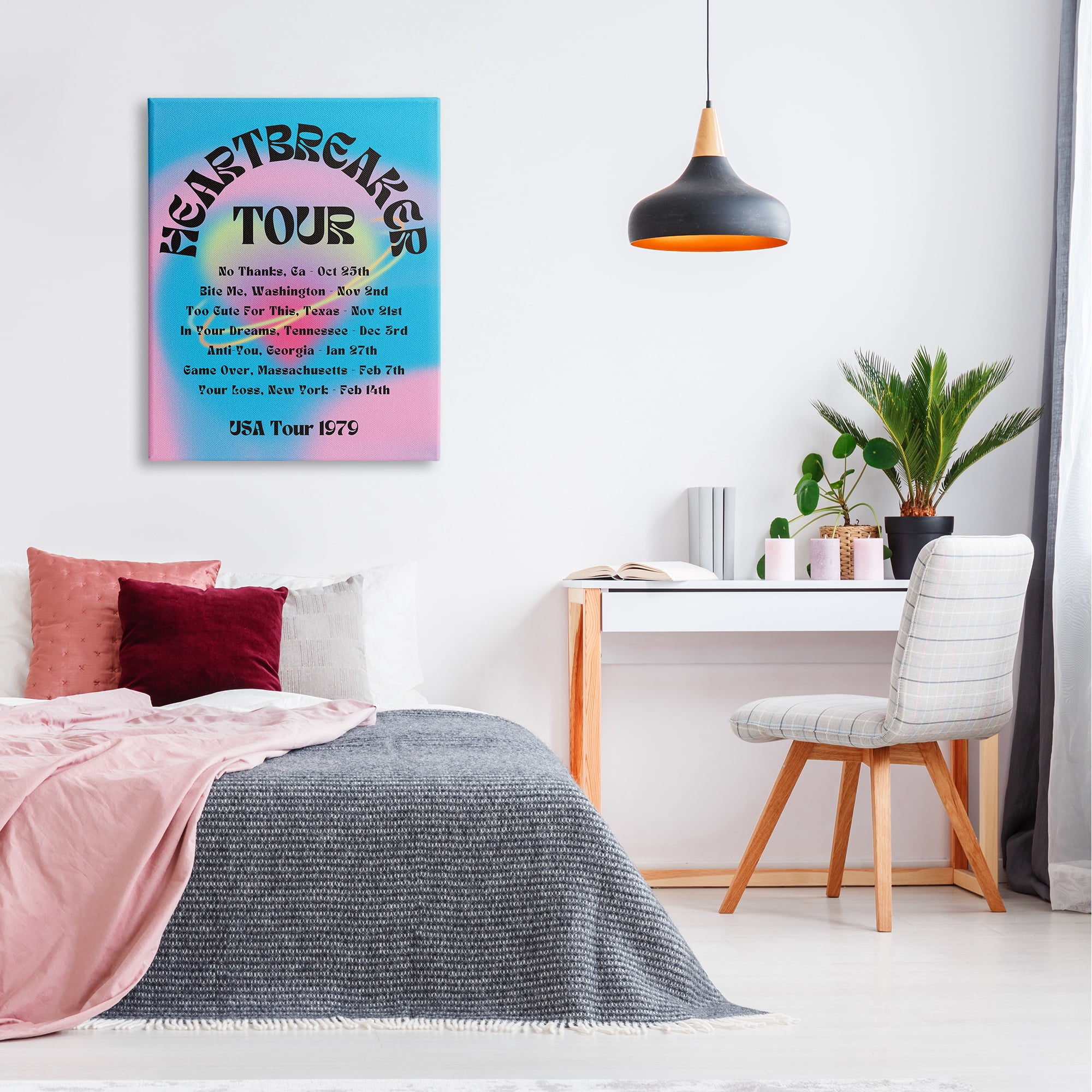 Stupell Industries Vintage Heartbreak Tour Typography Painting Gallery Wrapped Canvas Art Print Wall Art, 30 x 40