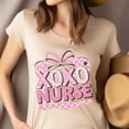 thumbnail image 4 of XOXO Nurse T-Shirt for Women, Pink Bow Medical Graphic Tee, Heliconia, Size XL, 4 of 6